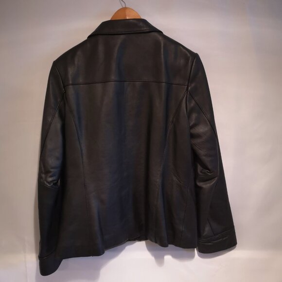 EMC Ladies Lightly Lined Black Full Zip Leather Jacket - Picture 2 of 10